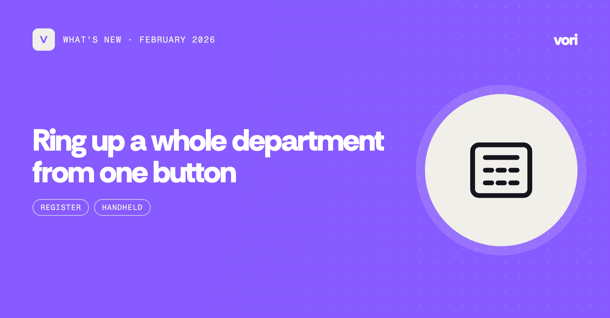 Ring up a whole department from one button